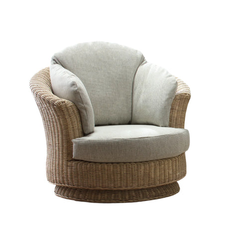 Desser Samford Rattan Swivel Chair in Pebble Fabric. Shop the Desser Samford collection and add modern elegance to your conservatory or summer house. Choose from a variety of fabrics.