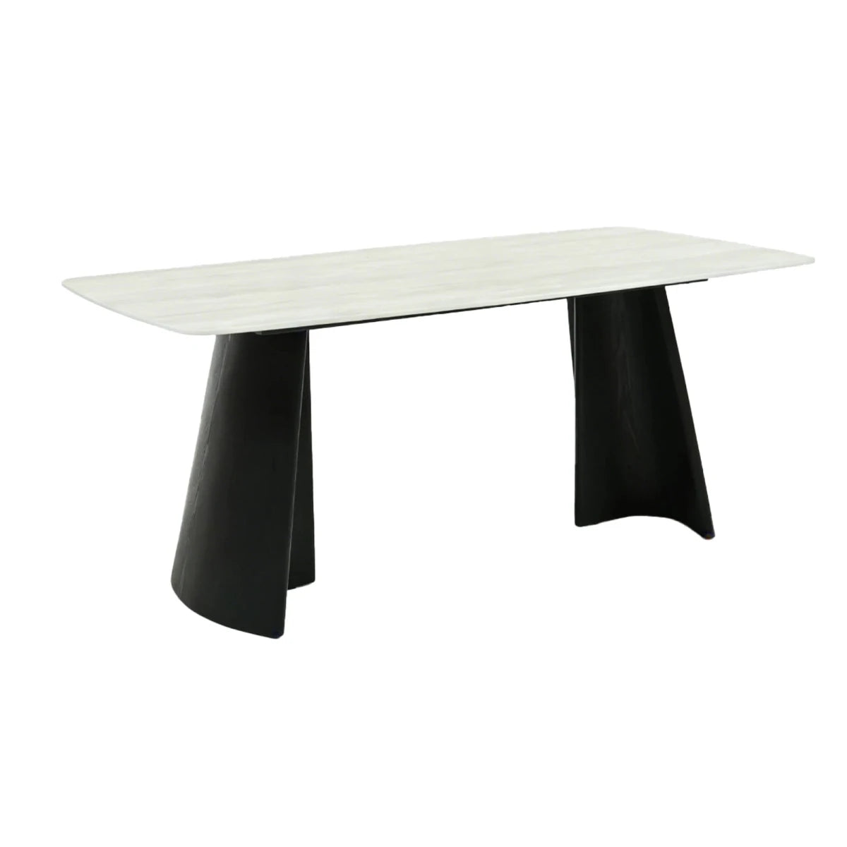 Stella Dining Table Black Base & Grey Stone Top 180cm