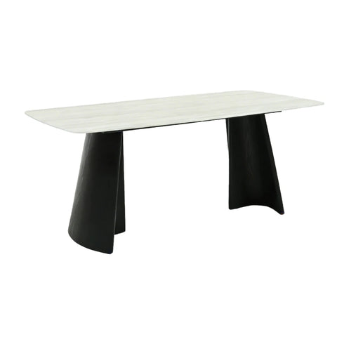 Stella Dining Table Black Base & Grey Stone Top 180cm