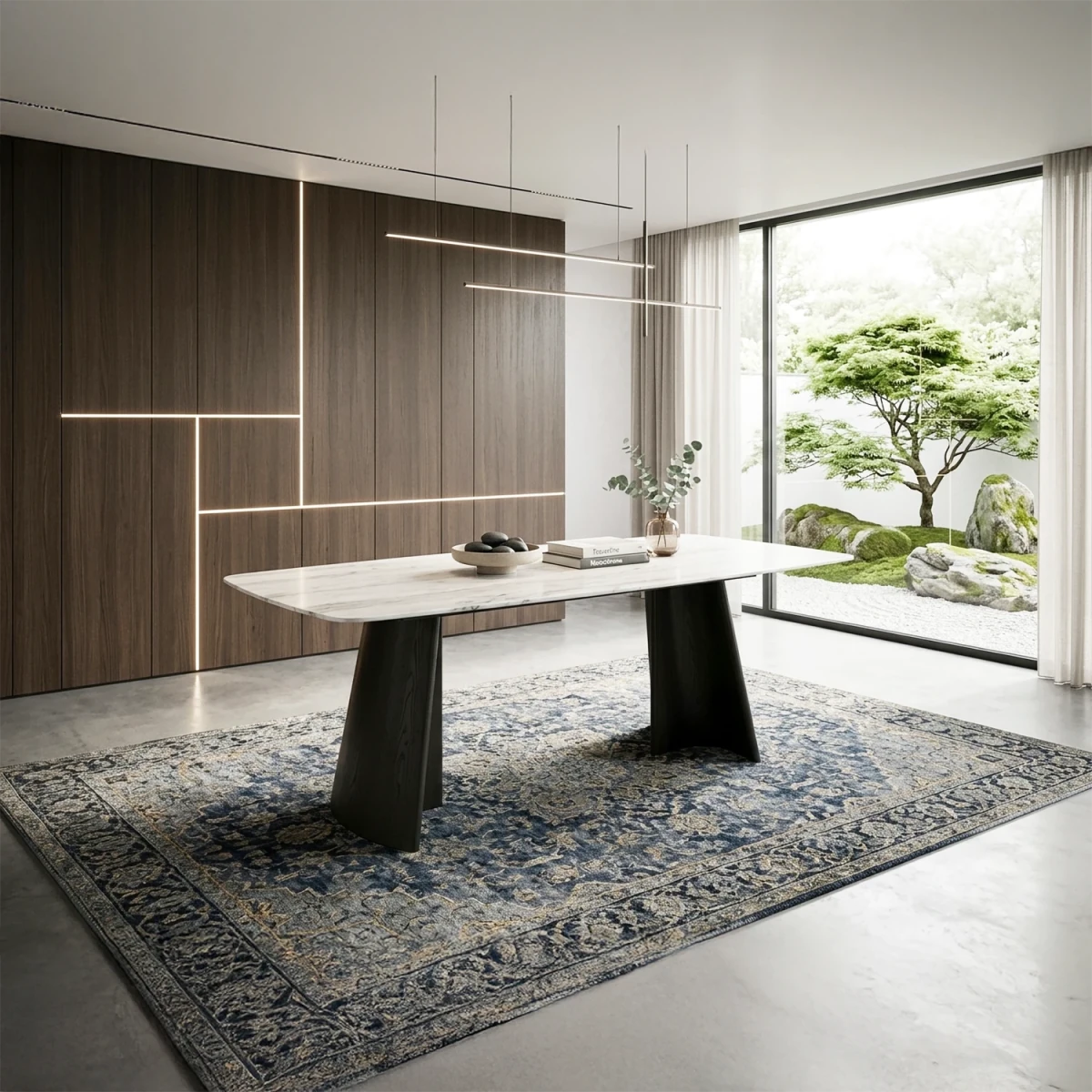 Shop the Stella dining table with black sculptural base and grey stone-effect top. Modern 180cm dining table for contemporary homes.