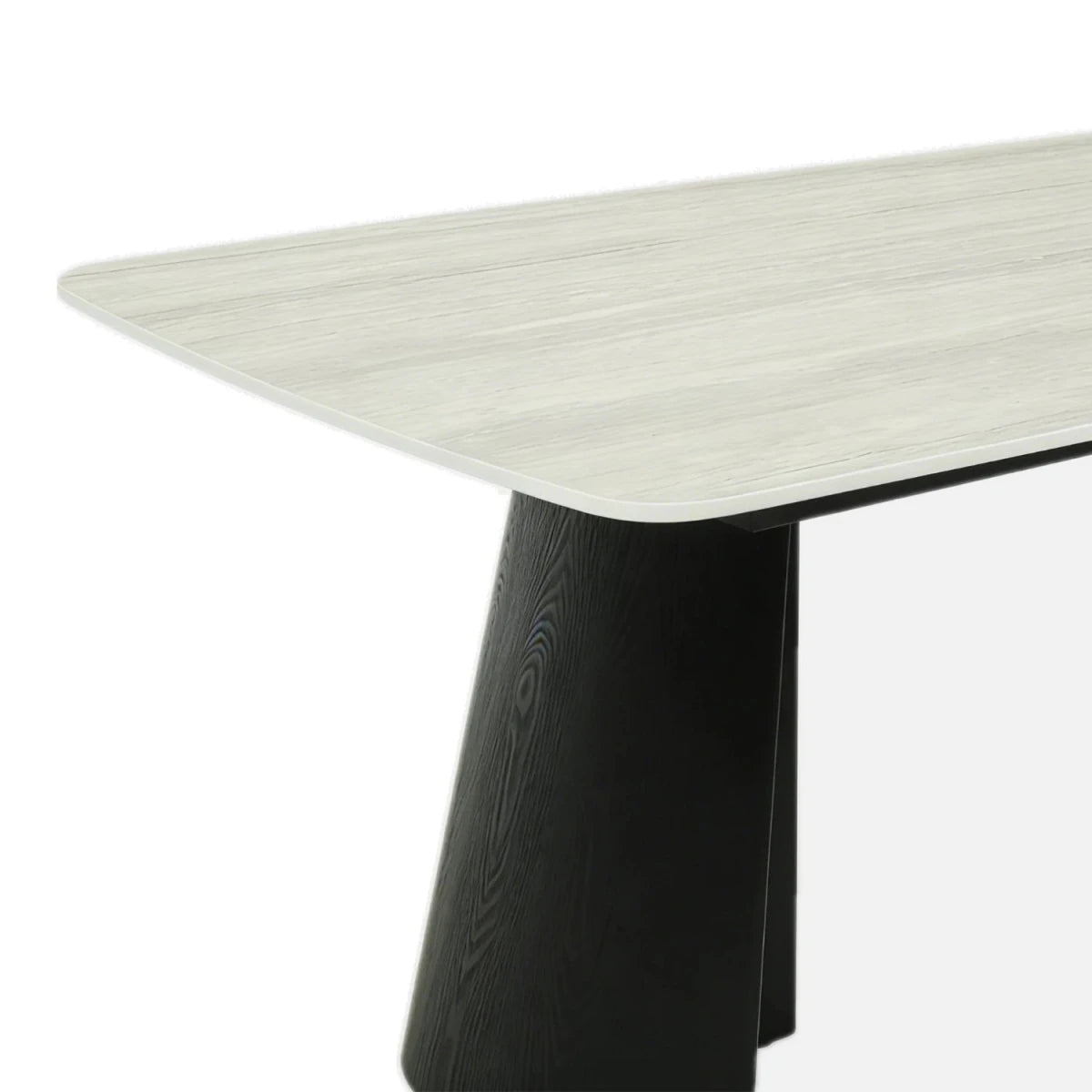 Close up of Stella 180cm dining table with black curved base