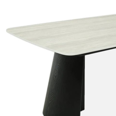 Close up of Stella 180cm dining table with black curved base
