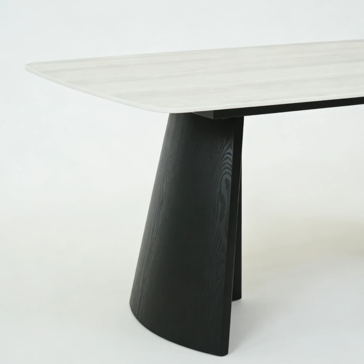 Stella 180cm dining table with black curved base - Close up