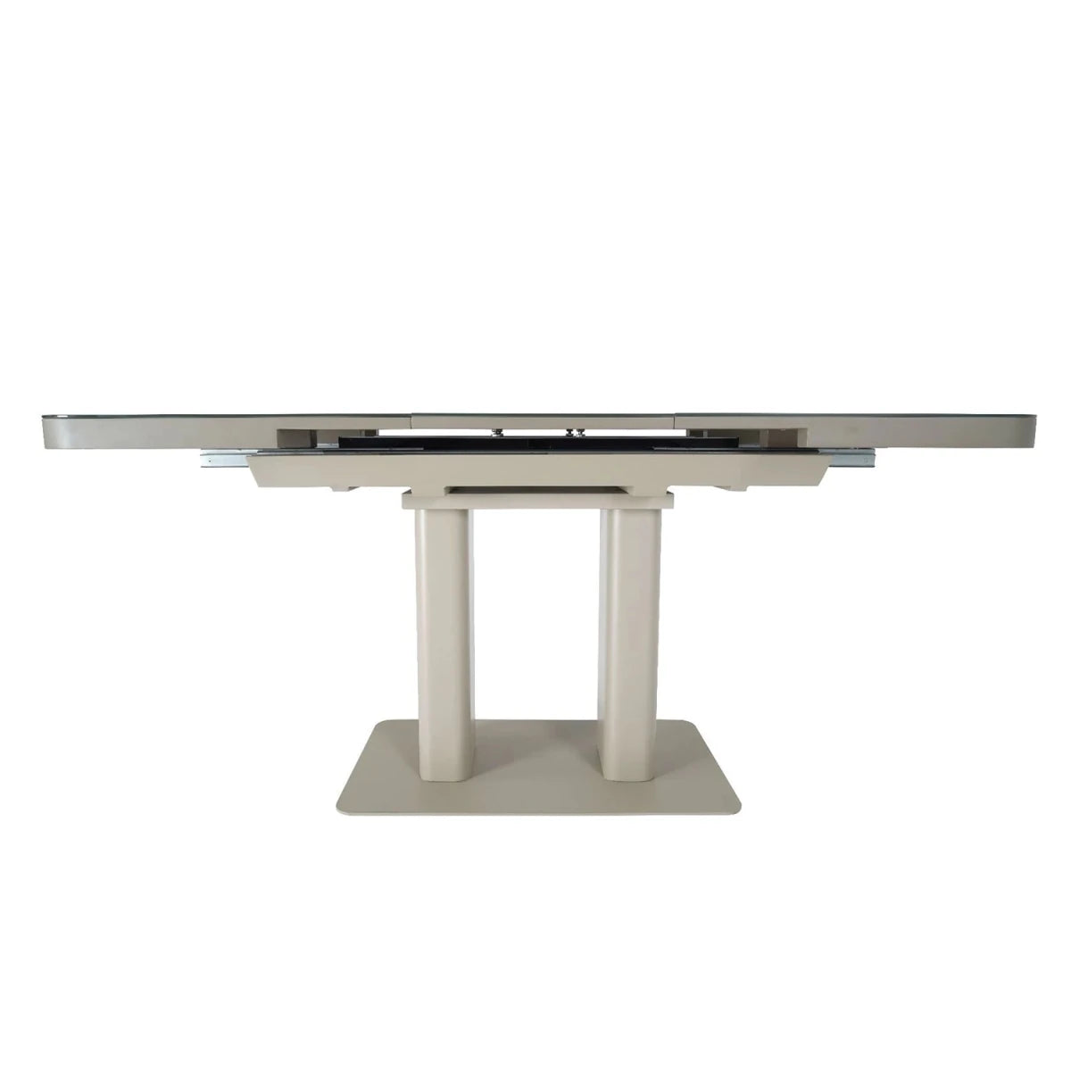 Cashmere dining table with drop leaf extension open