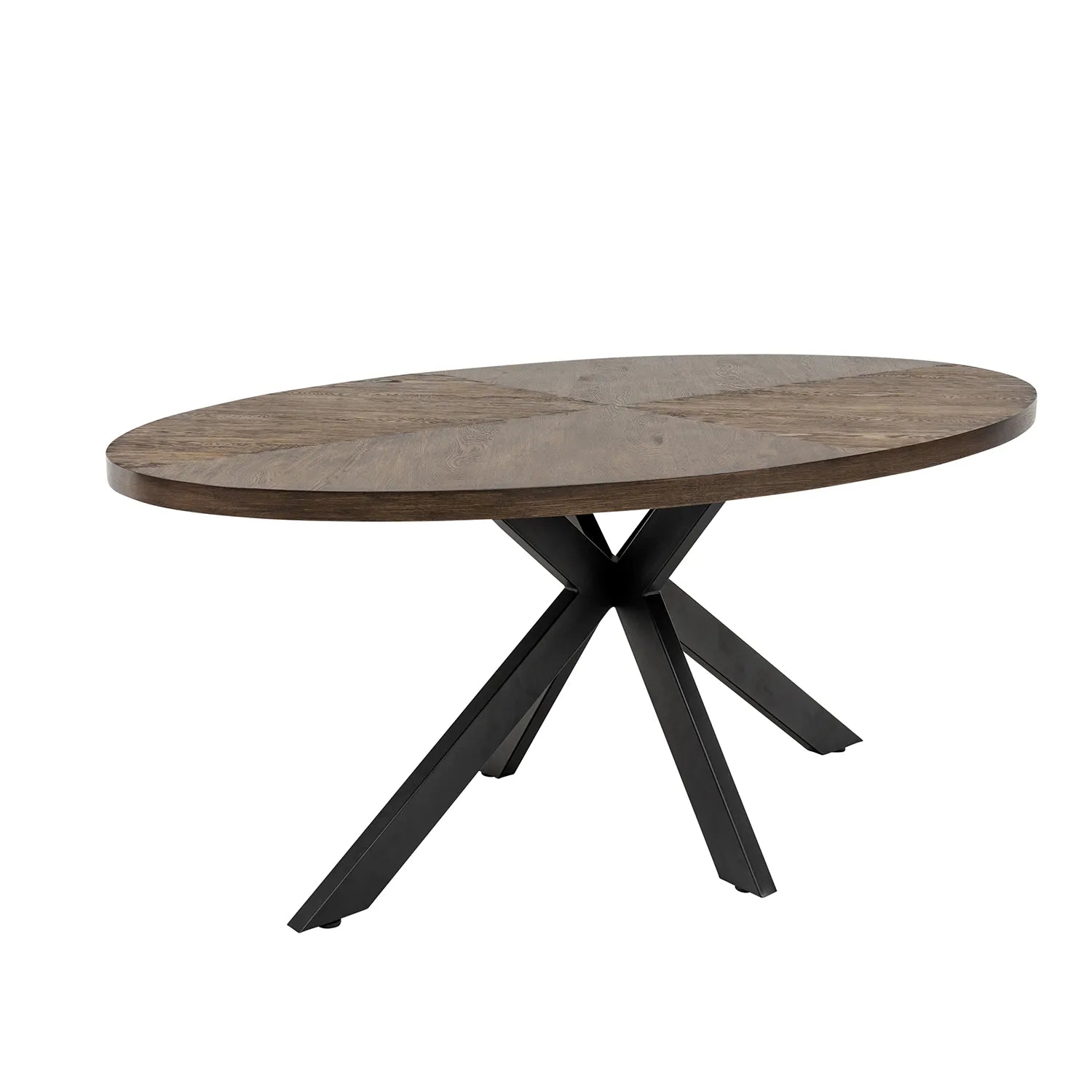 Sussex Dark Oak Dining Table with 6 Ellison Fabric Chairs - Pendle Village Furniture
