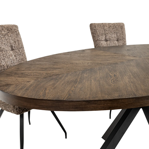 Sussex Dark Oak Dining Table with 6 Ellison Fabric Chairs - Pendle Village Furniture