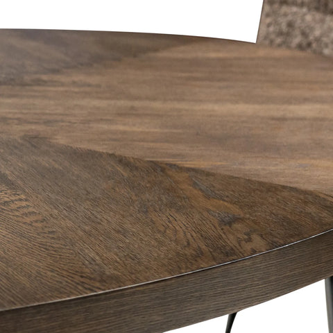 Sussex Dark Oak Dining Table with 6 Ellison Fabric Chairs - Table Close up