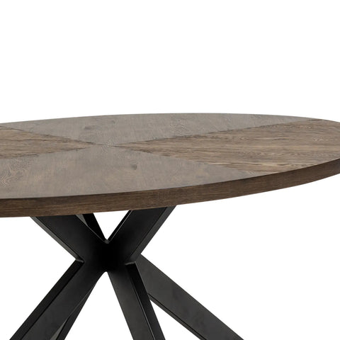 Sussex Dark Oak Dining Table with 6 Ellison Fabric Chairs - Pendle Village Furniture