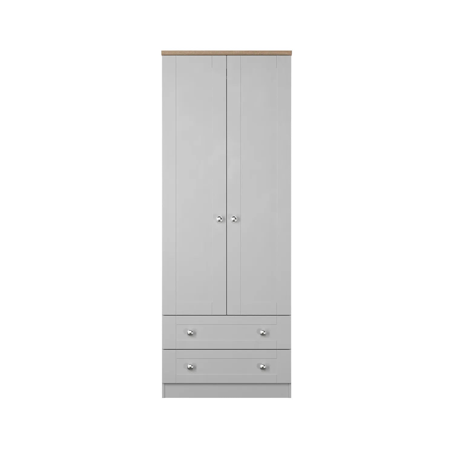 Sussex Double Wardrobe with 2 Drawers – Grey Ash