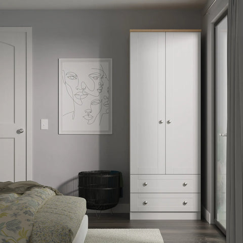 Sussex Double Wardrobe with 2 Drawers – Grey Ash