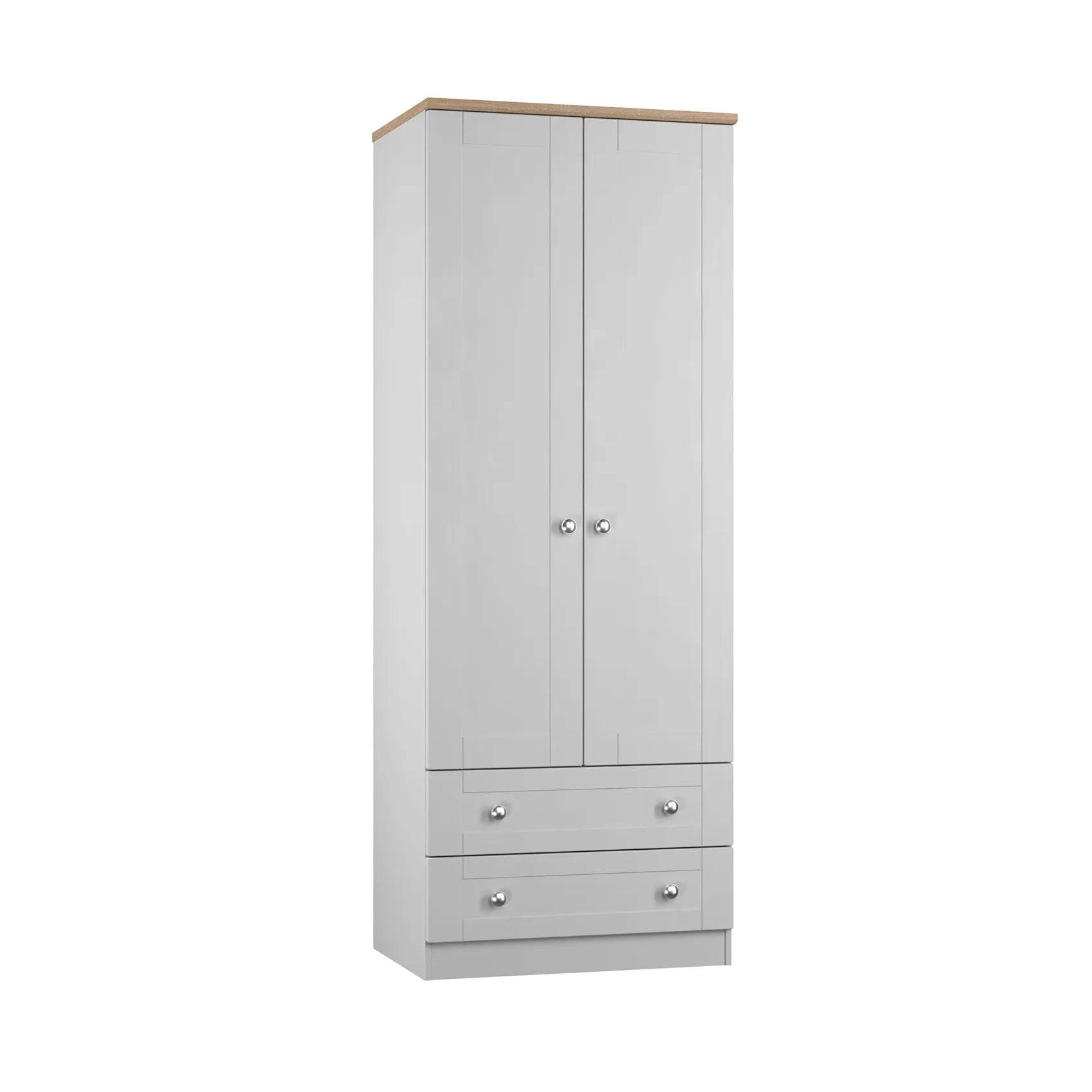Sussex Double Wardrobe with 2 Drawers – Grey Ash