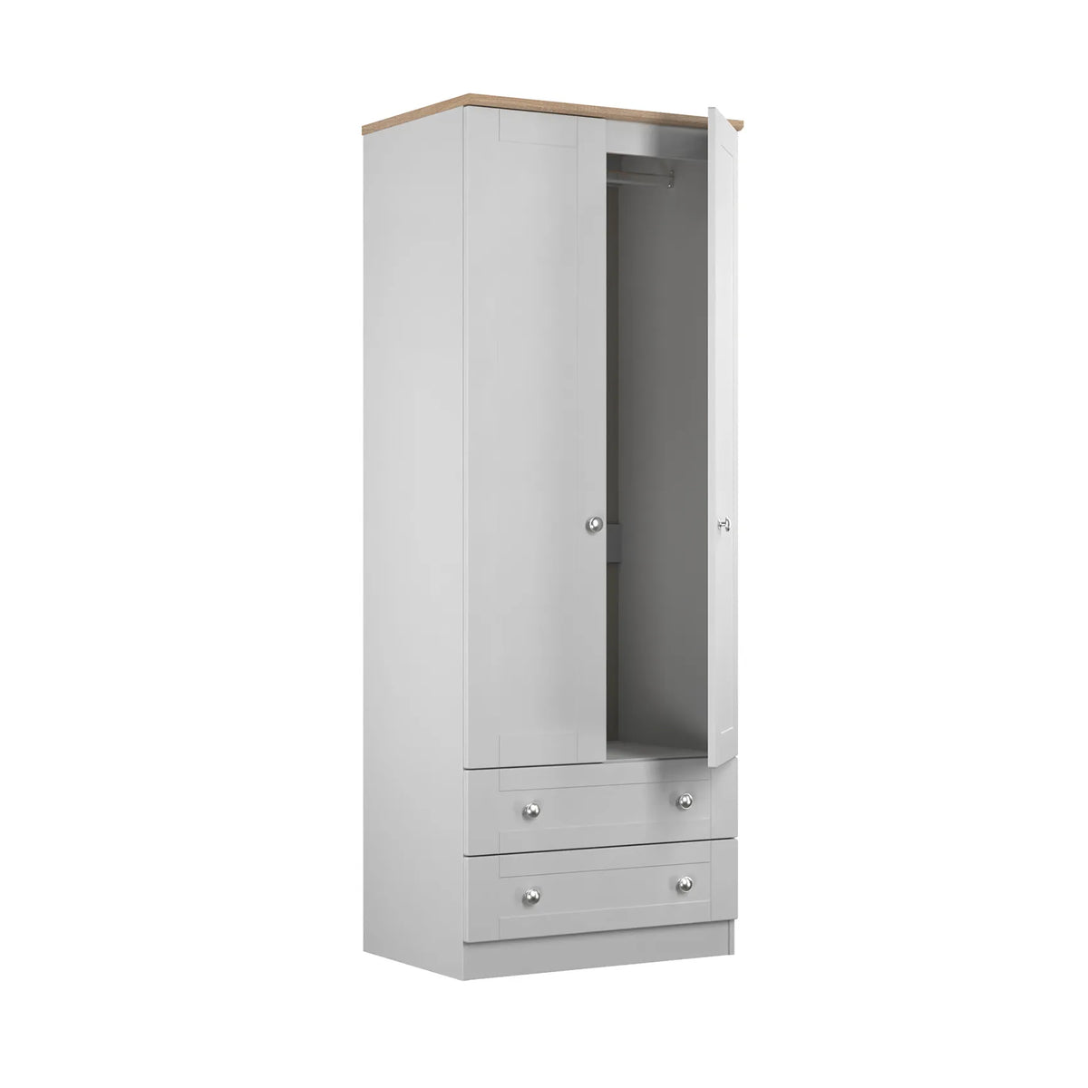 Sussex Double Wardrobe with 2 Drawers – Grey Ash