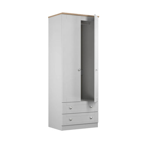 Sussex Double Wardrobe with 2 Drawers – Grey Ash
