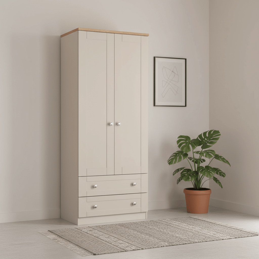 Sussex Double Wardrobe with 2 Drawers – Kashmir Matt