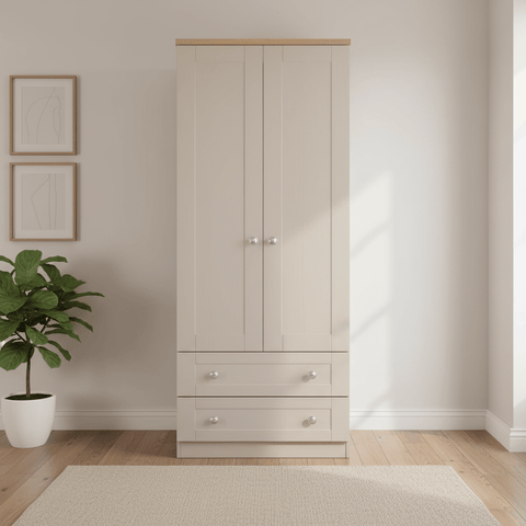 Sussex Double Wardrobe with 2 Drawers – Kashmir Matt