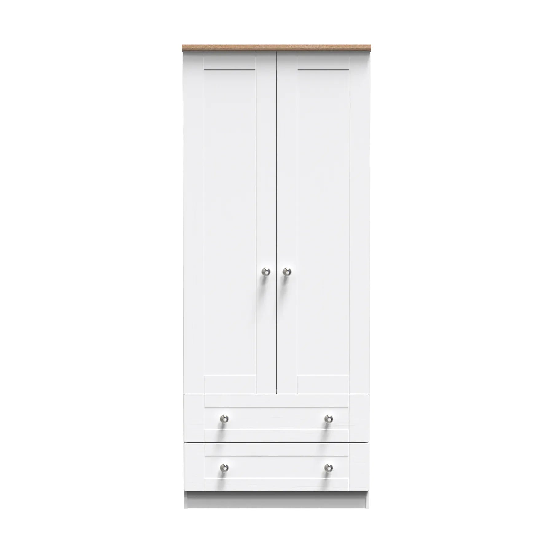 Sussex Double Wardrobe with 2 Drawers – Ash White