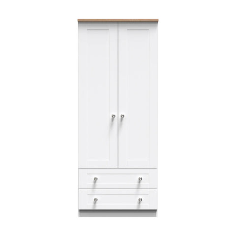 Sussex Double Wardrobe with 2 Drawers – Ash White