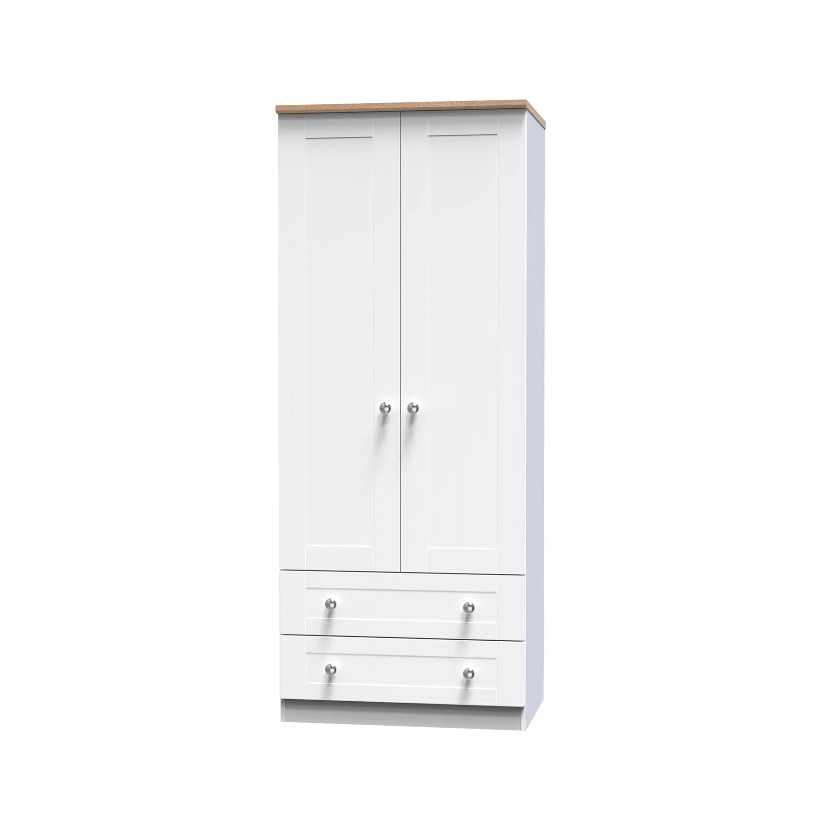 Sussex Double Wardrobe with 2 Drawers – Ash White