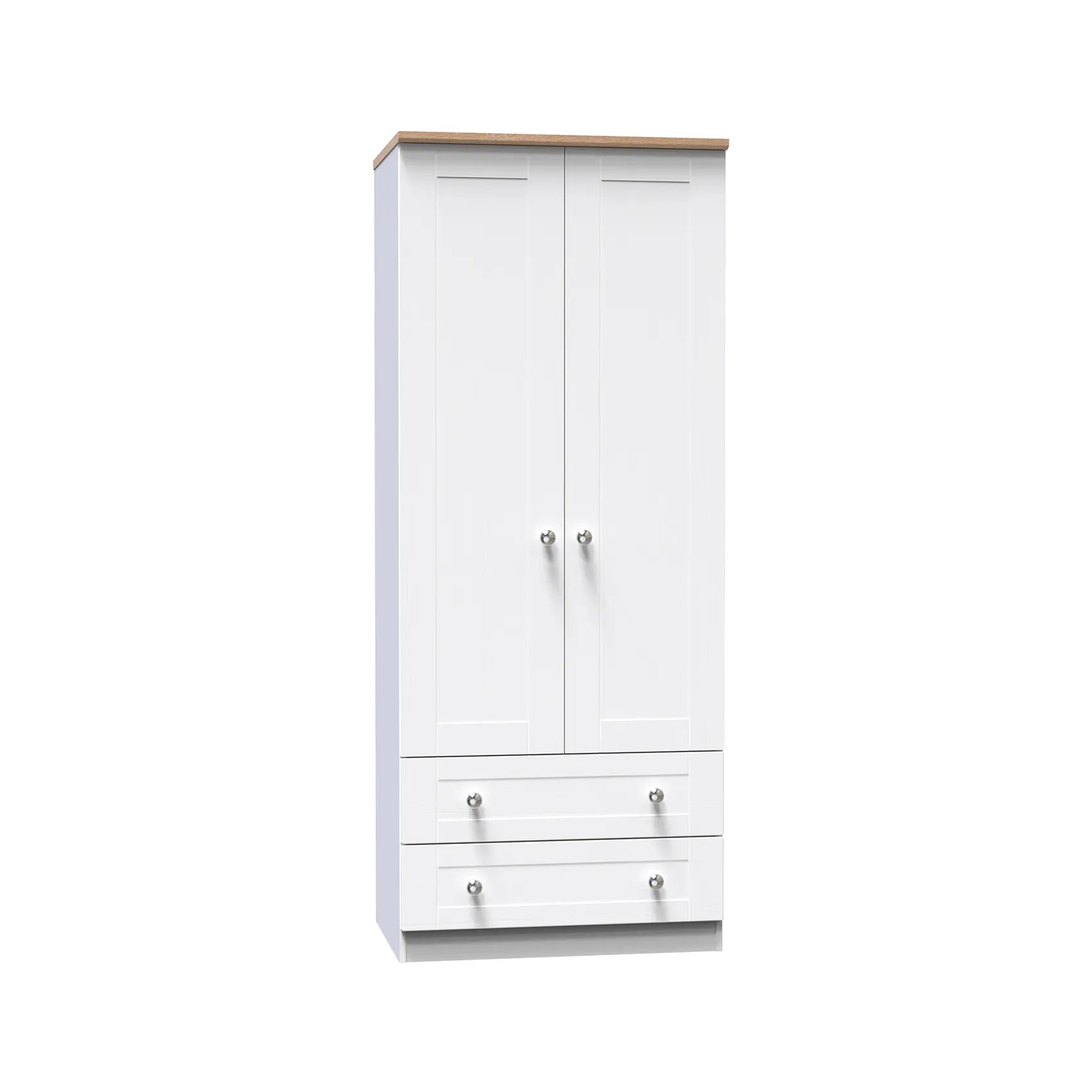 Sussex Double Wardrobe with 2 Drawers – Ash White