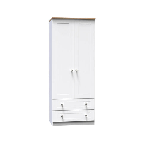 Sussex Double Wardrobe with 2 Drawers – Ash White