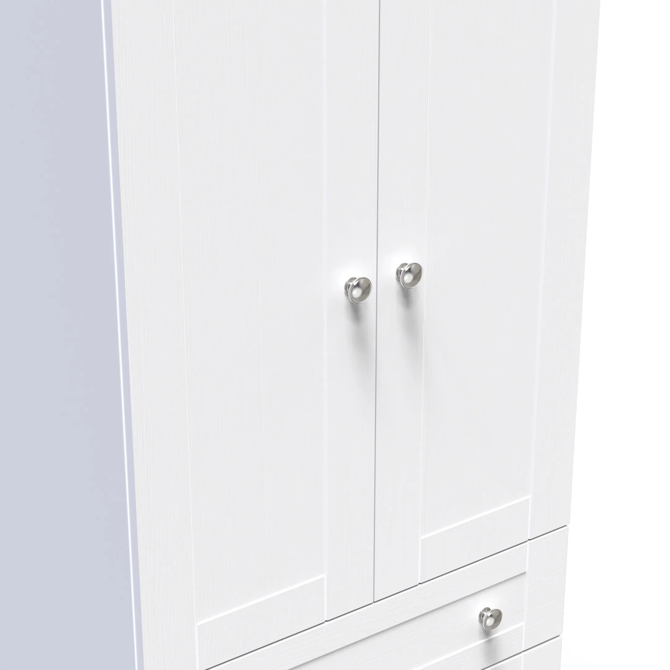 Sussex Double Wardrobe with 2 Drawers – Ash White