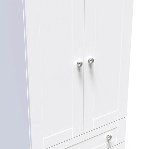 Sussex Double Wardrobe with 2 Drawers – Ash White