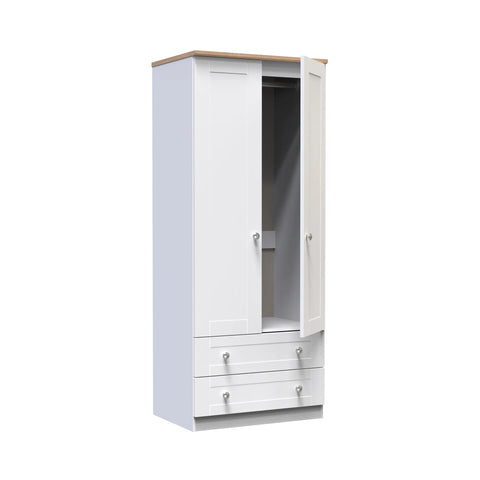 Sussex Double Wardrobe with 2 Drawers – Ash White