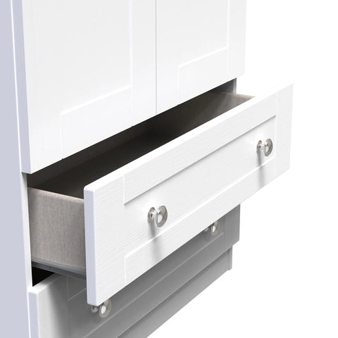 Sussex Double Wardrobe with 2 Drawers – Ash White