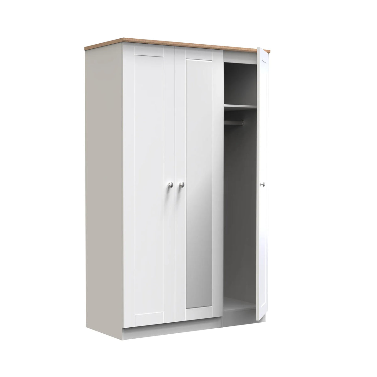 Sussex 3 Door Wardrobe – Ash White with Mirror