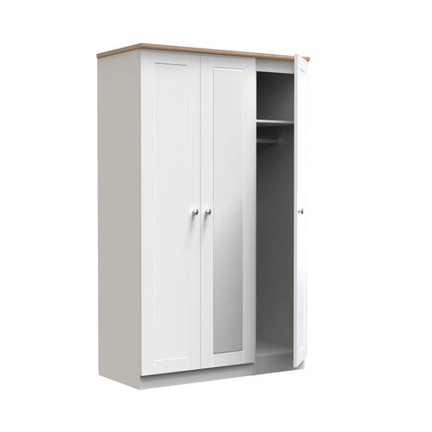 Sussex 3 Door Wardrobe – Ash White with Mirror