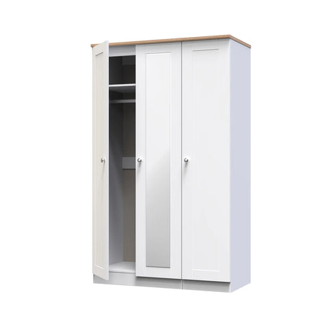 Sussex 3 Door Wardrobe – Ash White with Mirror