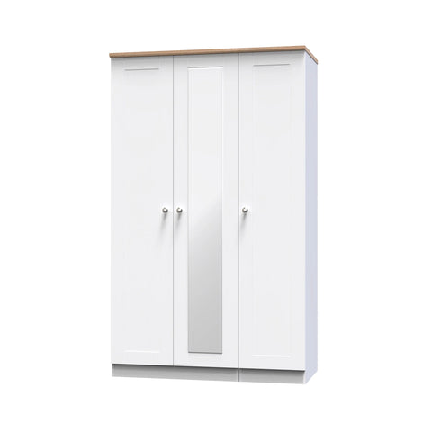 Sussex 3 Door Wardrobe – Ash White with Mirror