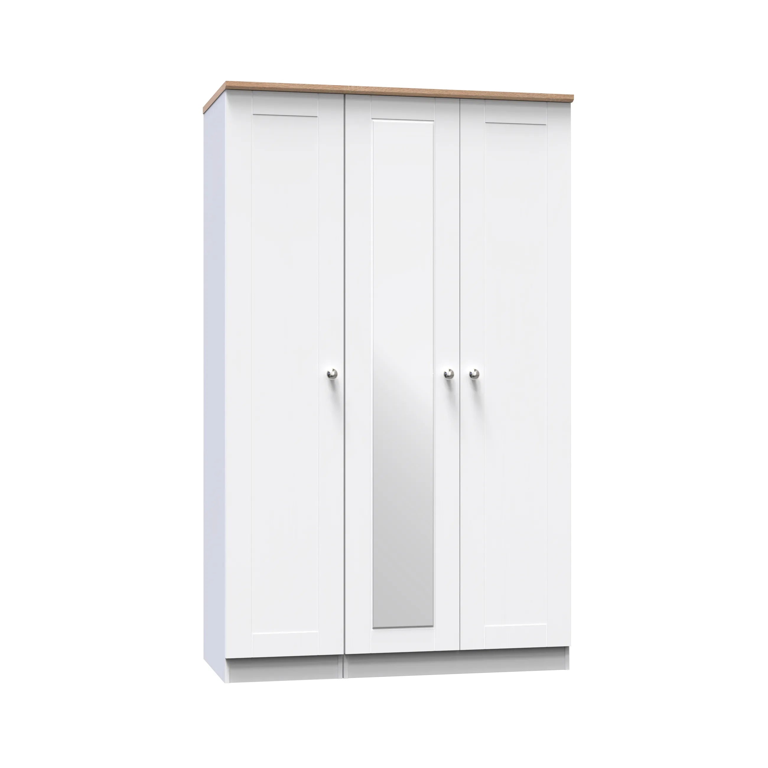 Sussex 3 Door Wardrobe – Ash White with Mirror