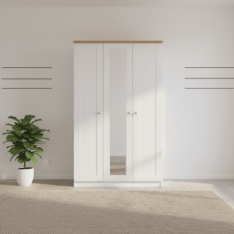 Sussex 3 Door Wardrobe – Ash White with Mirror