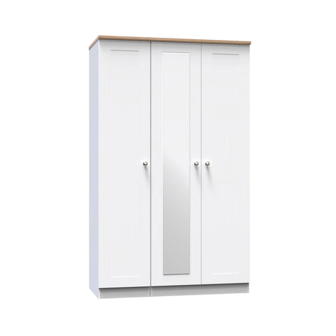 Sussex 3 Door Wardrobe – Ash White with Mirror