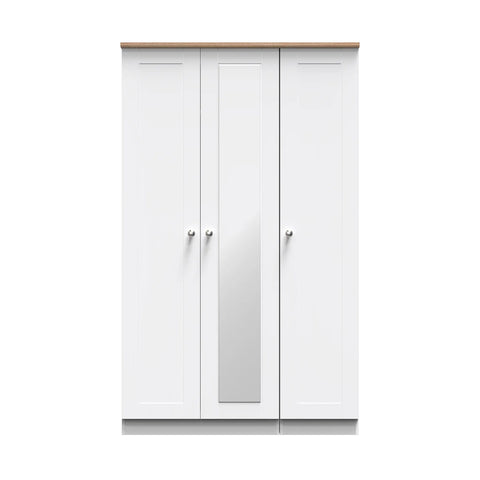 Sussex 3 Door Wardrobe – Ash White with Mirror