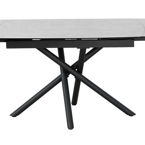 Matte White marble effect ceramic tabletop and Black Metal Legs of Sydney Dining Table