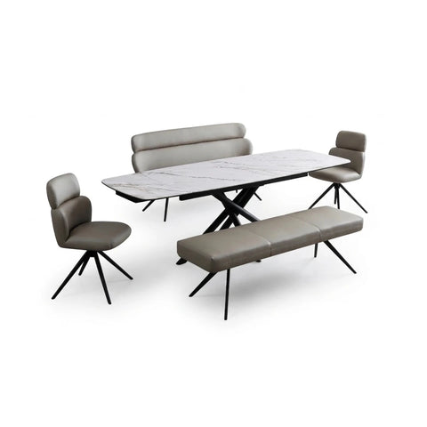 Sydney Marble Effect Dining Table with Bench and Chairs Set 160–240cm