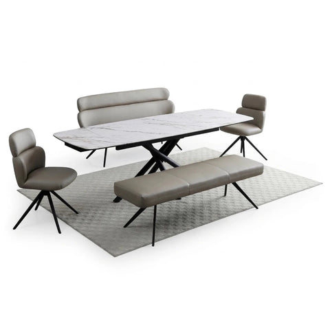 Sydney Marble Effect Dining Table with Bench and Chairs Set 160–240cm
