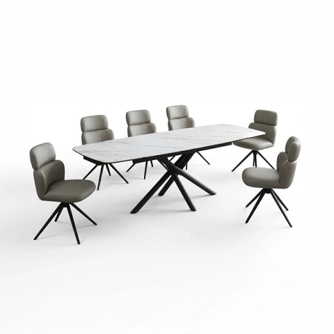 Sydney Large Marble Effect Extending Dining Table with 6 Chairs 160–240cm