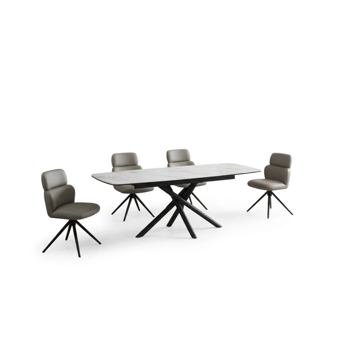 Sydney Marble Effect Extending Dining Table with 4 Chairs - W120–180cm