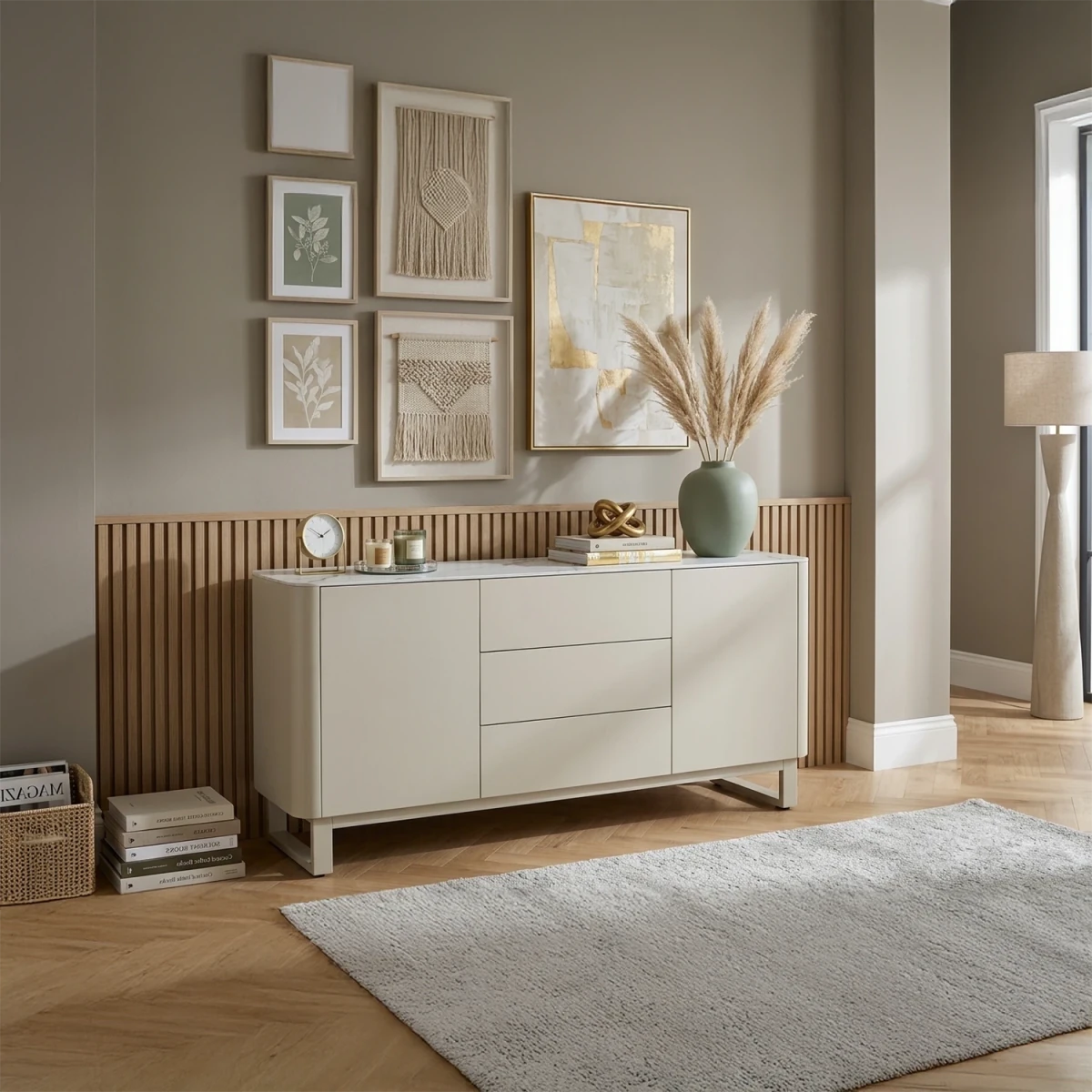 Sydney Oyster Ceramic Top 2 Door 3 Drawer Sideboard - W150cm