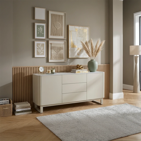 Sydney Oyster Ceramic Top 2 Door 3 Drawer Sideboard - W150cm