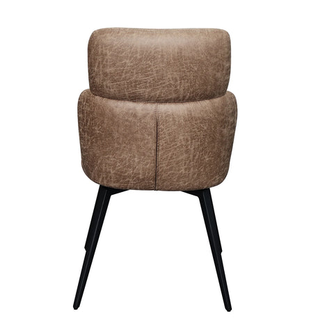 Distressed PU leather Tan Colour dining Chairs with Black Metal Legs