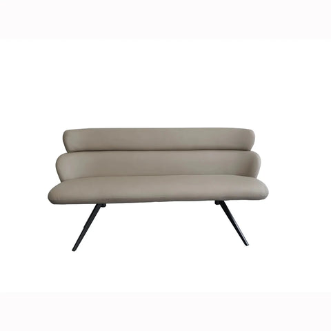Front View of Sydney Taupe Faux Leather High Back Dining Bench showing Curved Edge Detail