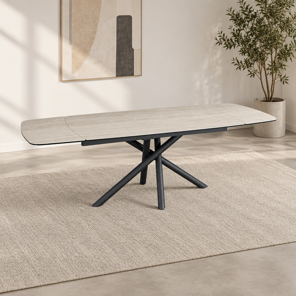 Sydney Travertine Ceramic Extending Dining Table 160–240cm