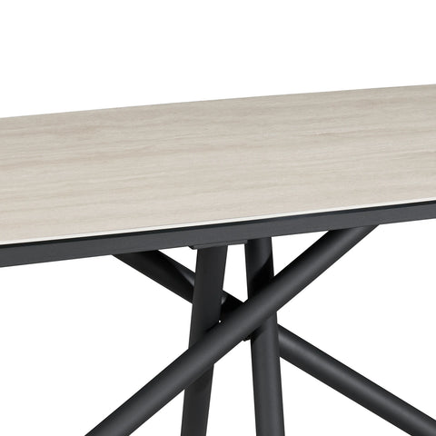 Close-up of Sydney Travertine Ceramic Extending Dining Table 160–240cm