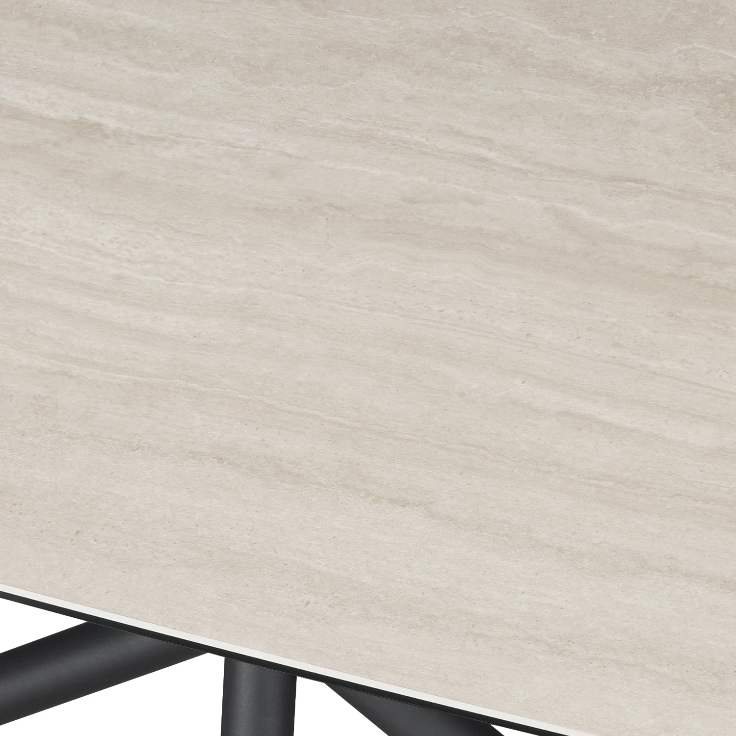 Close-up of Sydney Travertine Ceramic Extending Dining Table 160–240cm