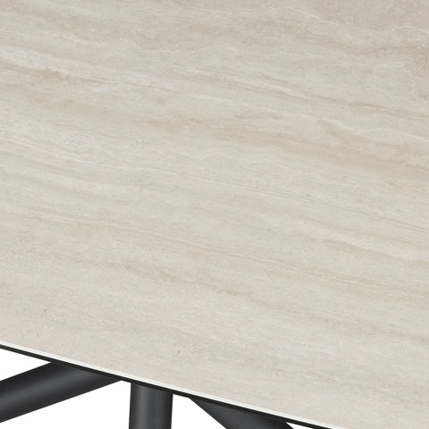 Close-up of Sydney Travertine Ceramic Extending Dining Table 160–240cm