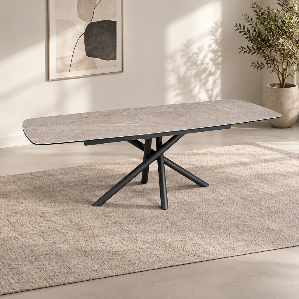 Sydney Warm Mocha Ceramic Extending Dining Table 160–240cm